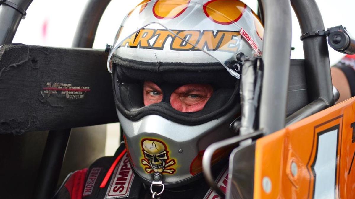 TWO-TIME CHAMP RETURNS TO FIREBIRD Reigning NHRA world champion Tony Bartone, above, of Long Island City, N.Y., is No. 1 in the NHRA Top Fuel standings and has won back-to-back Pepsi Nightfire titles. Bartone is also Firebird Raceway’s track record holder at 267.37 mph. Pro qualifying for the 45th annual Nightfire Nationals begins at 7 p.m. Friday. Competition continues through Sunday with a purse topping $185,000. There will be nightly exhibition runs from Ed “Outlaw” Jones in his wheelstanding Stage Coach, and the 280 mph “Warped Speed” and “Warhawk” Jet Funny Cars.