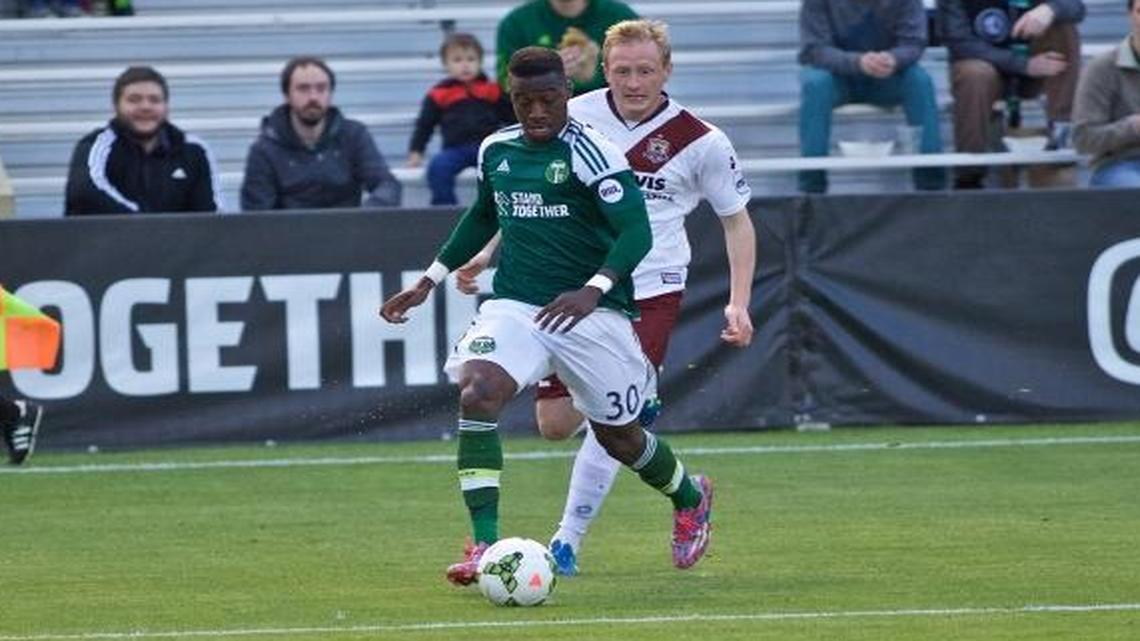 Kharlton Belmar, front, was named the USL Rookie of the Year in 2015 after leading the Portland Timbers 2 with 12 goals.