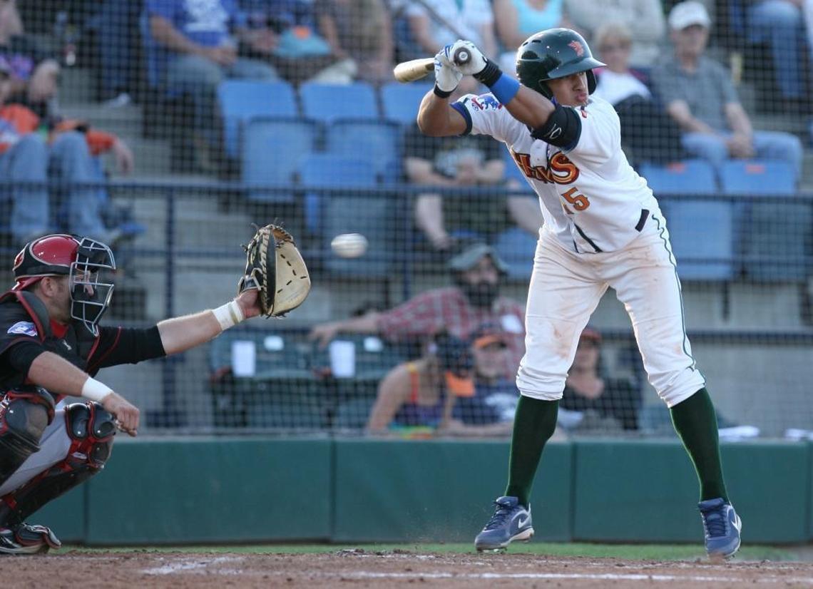 Former Boise Hawk Javier Baez avoids an inside pitch during a 2011 game at Memorial Stadium.
